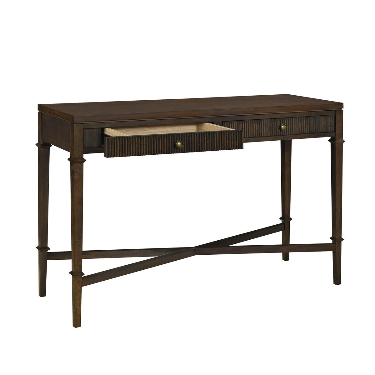 Kenna - Fluted 2 Drawer Storage Console Table - Brown