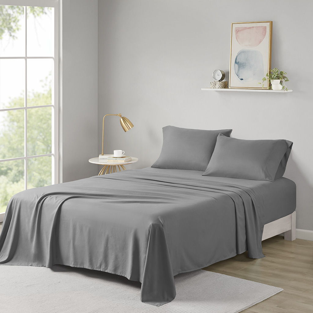 Microfiber - Twin Long All Season Wrinkle Free Sheet Set - Charcoal