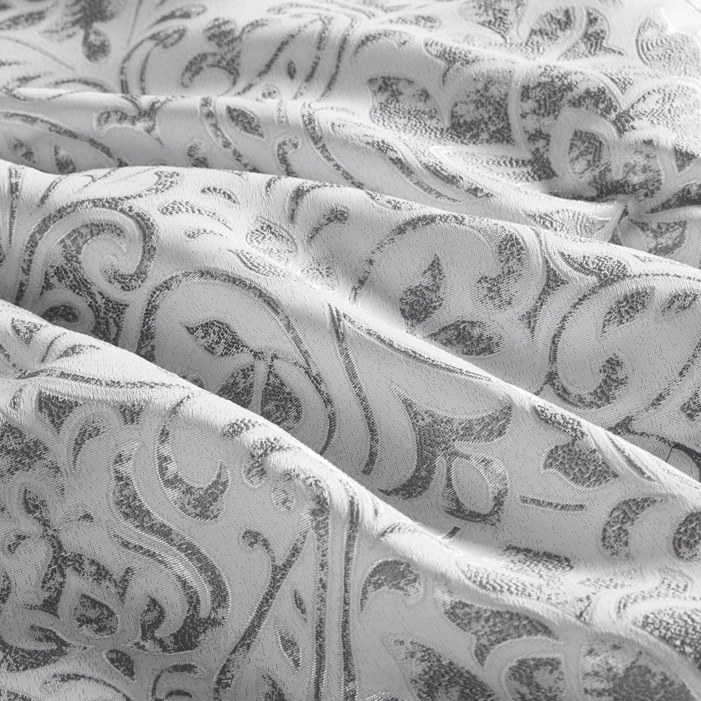Emilia - 12 Piece Jacquard Comforter Set With Bed Sheets - Pearl Silver