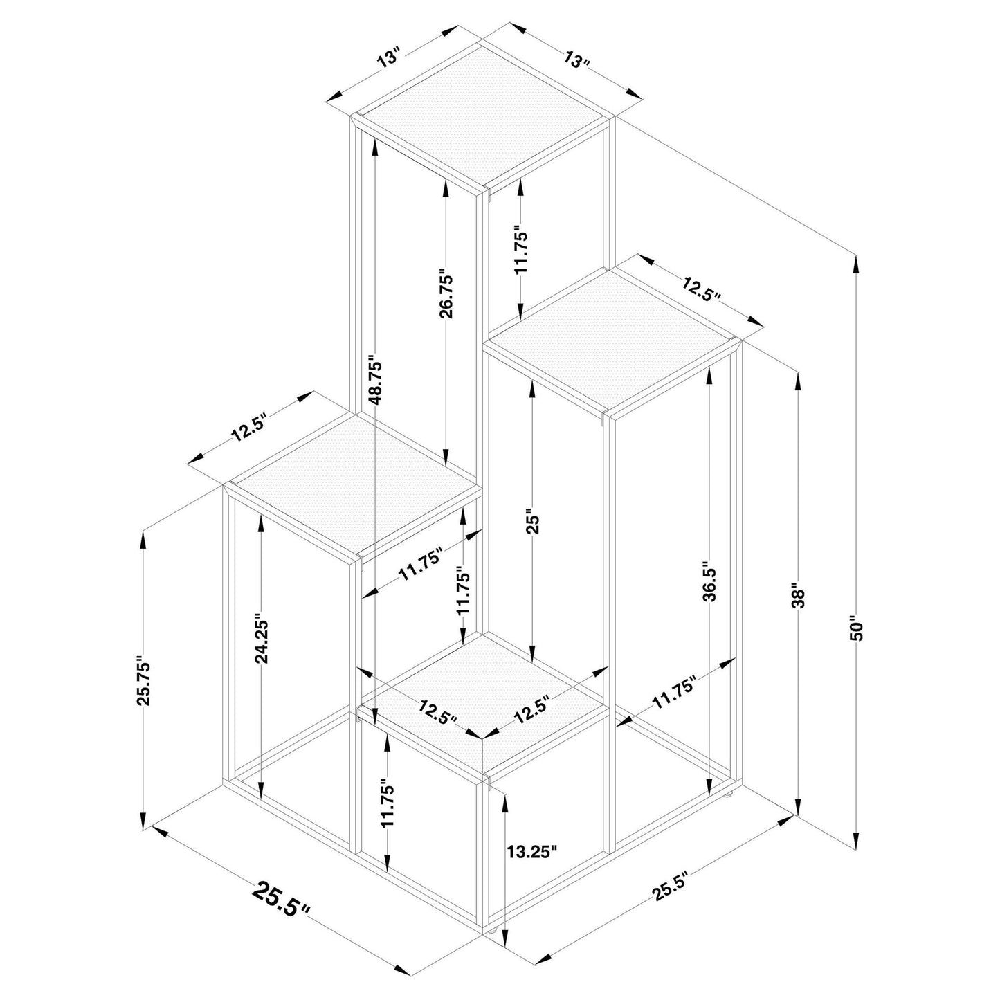 4 Tier Display Shelves - Black