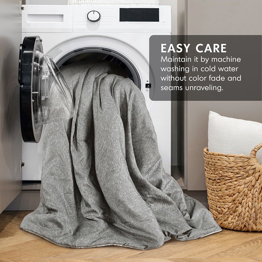 Camden - King/California King Chambray Print Solid Comforter Set - Gray