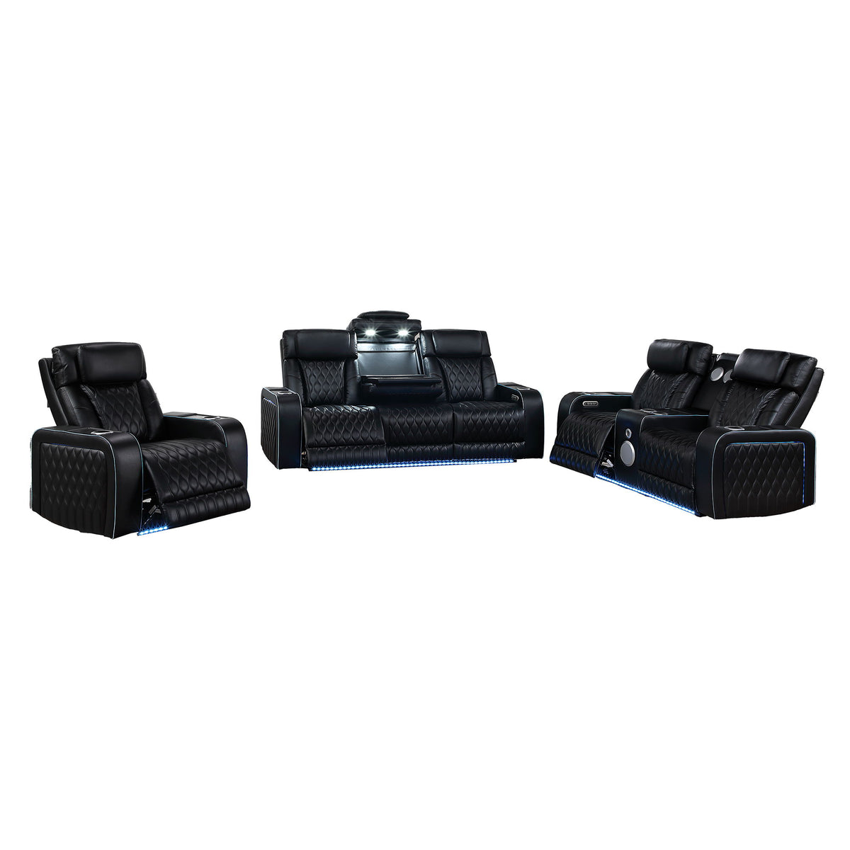 Electra - Power Reclining Set With Power Headrests, Massage And LED Lighting