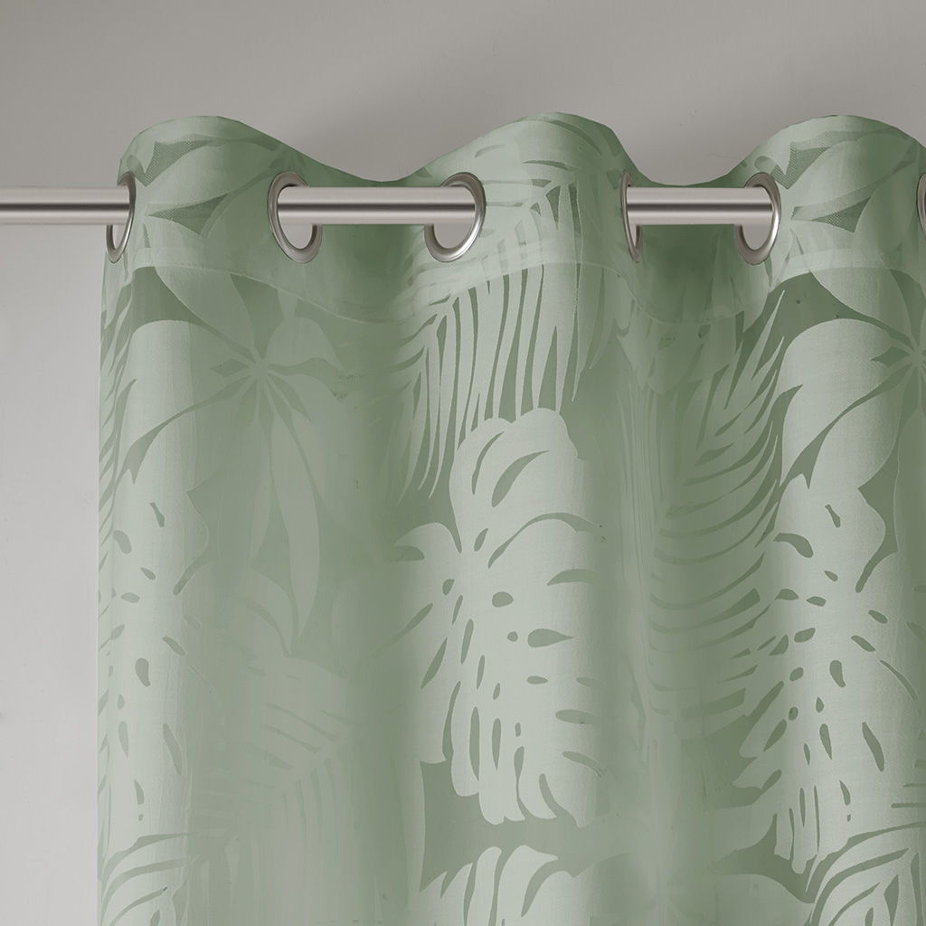 Leilani - Palm Leaf Burnout Window Sheer - Green