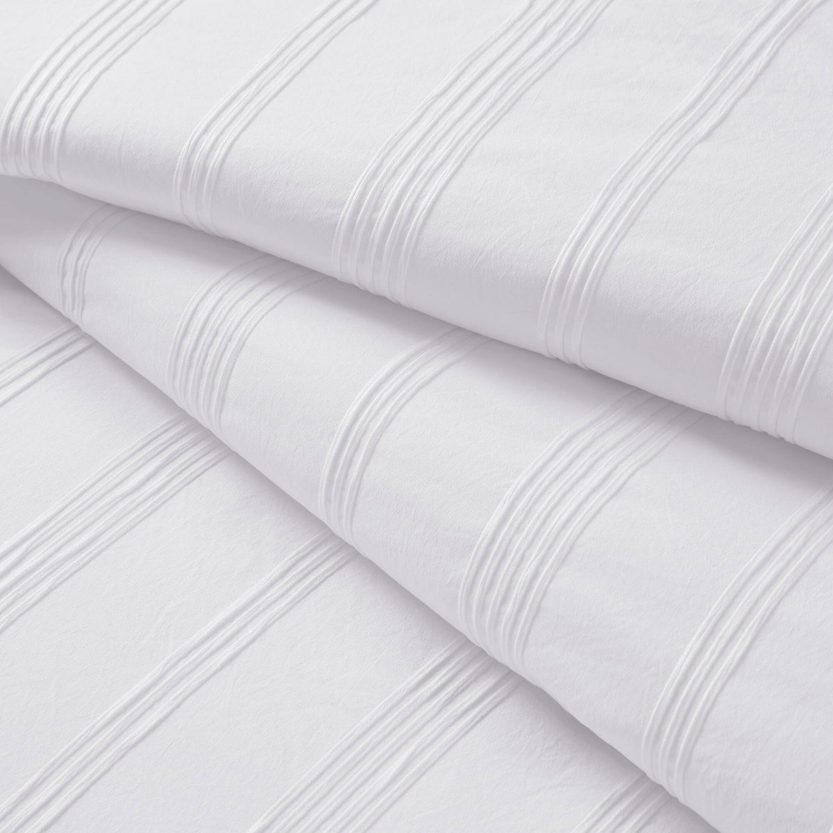 Logan - Twin/Twin Long Striped Duvet Set - White