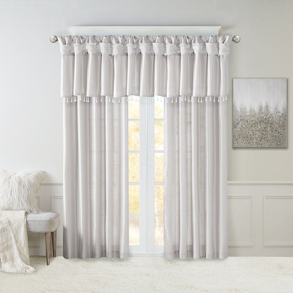 Emilia - Twist Tab Lined Window Curtain - Silver
