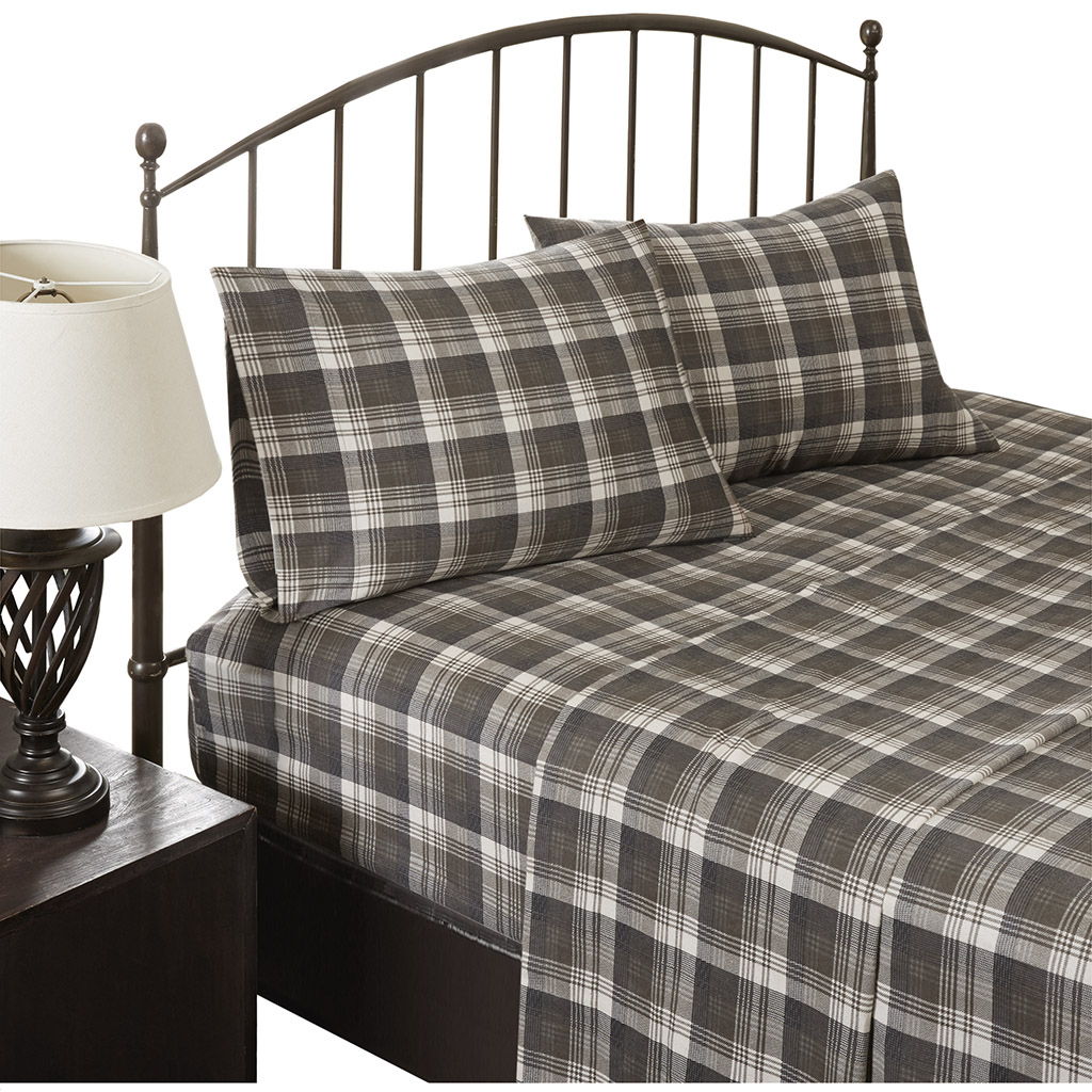 Flannel - Queen Sheet Set - Brown Plaid