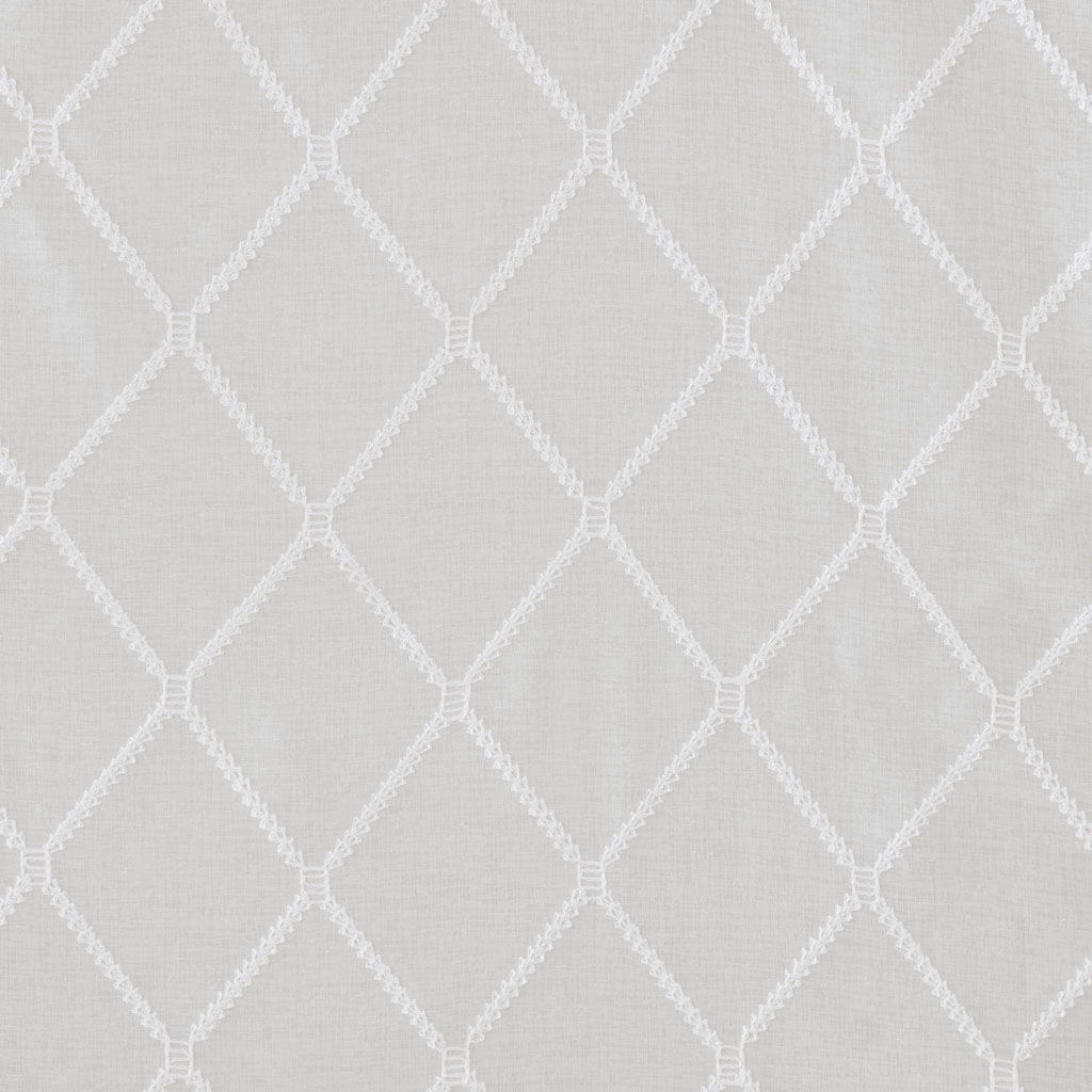 Irina - 144" Diamond Sheer Embroidered Window Scarf - White