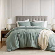 Mina - King/California King Waffle Weave Textured Comforter Set - Sage Green