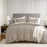 Mina - King/California King Waffle Weave Textured Duvet Cover Set - Neutral