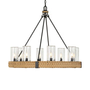 Palm Royal - 8 Light Indoor-Outdoor Chandelier - Black / Light Brown