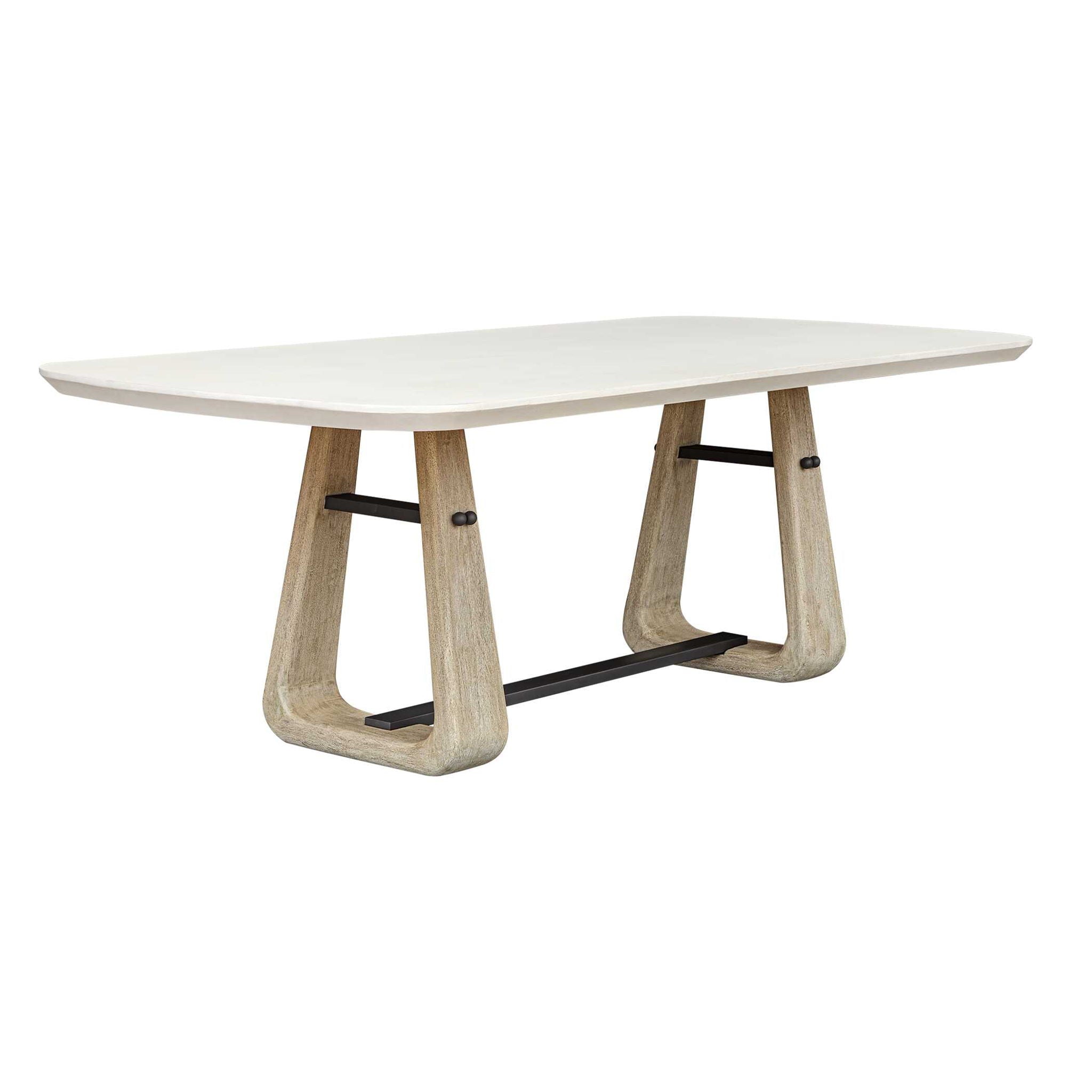 Circa - Concrete Outdoor Dining Table - White / Woodtone