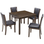 5 Piece Dining Table Set With Chairs - Dark Walnut