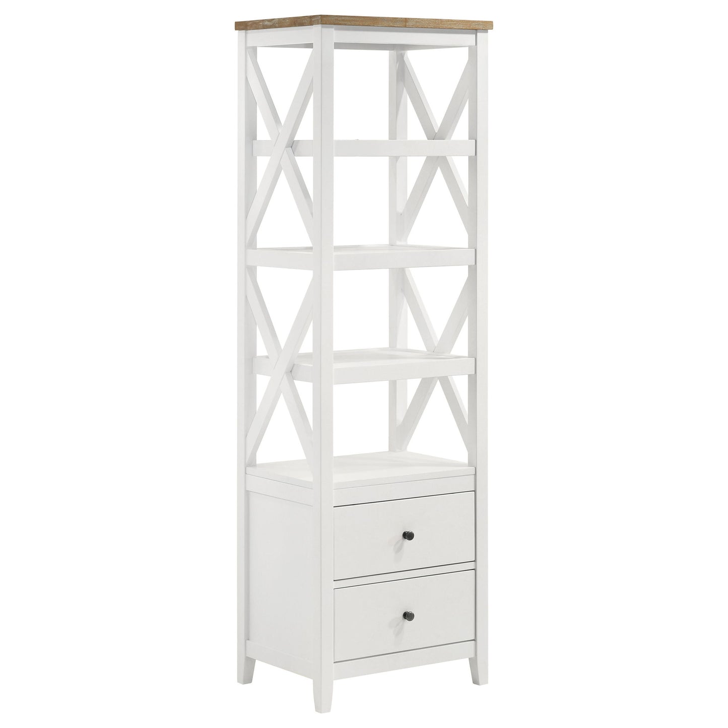 Delaney - 4 Shelf Bookcase With Top Storage Tower - White