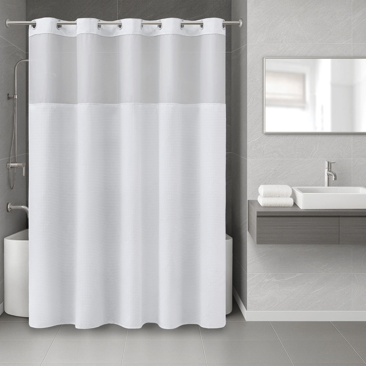 Plain Weave - Luxury Shower Curtain - White