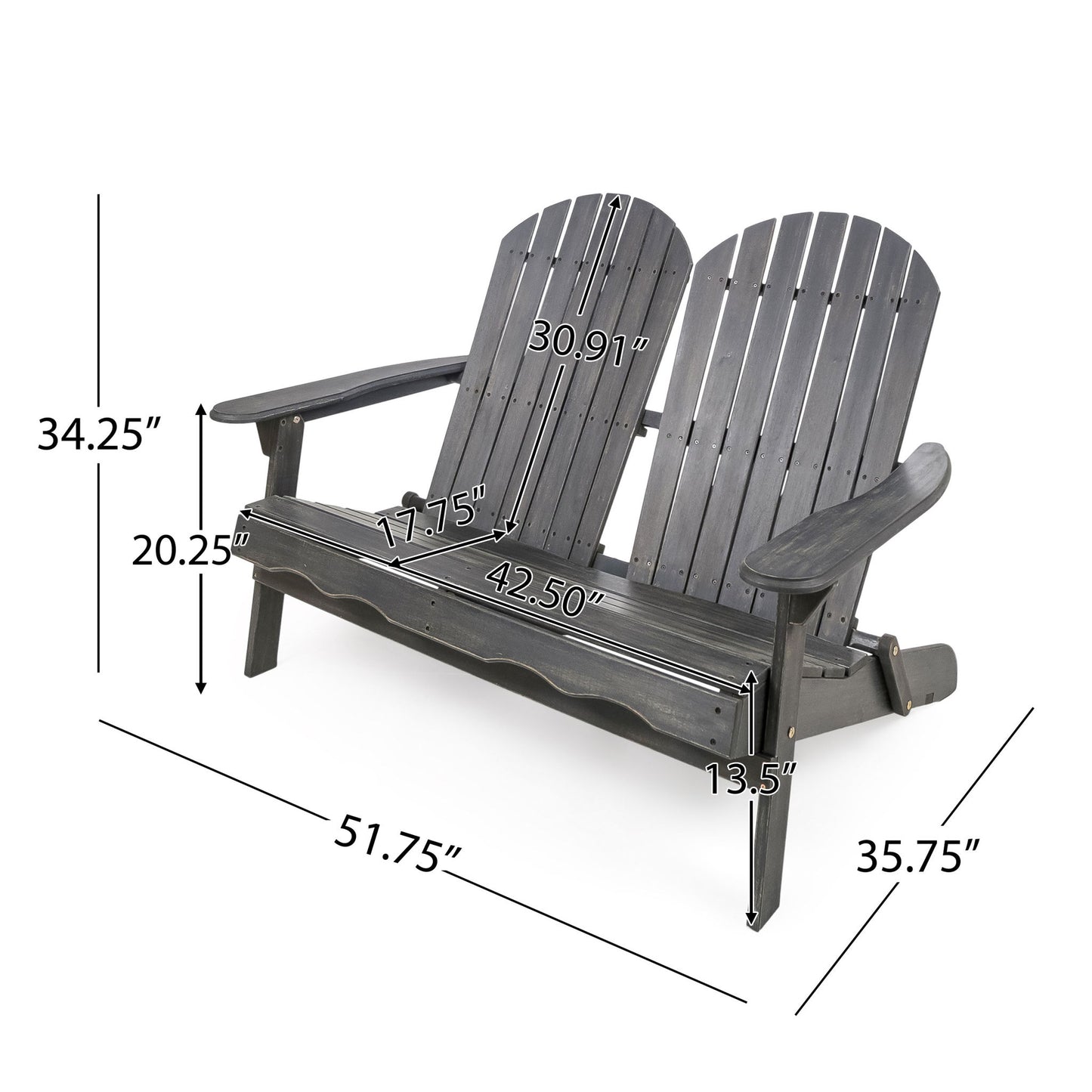 Outdoor Adirondack Rocking Loveseat With Hand Crafted Details