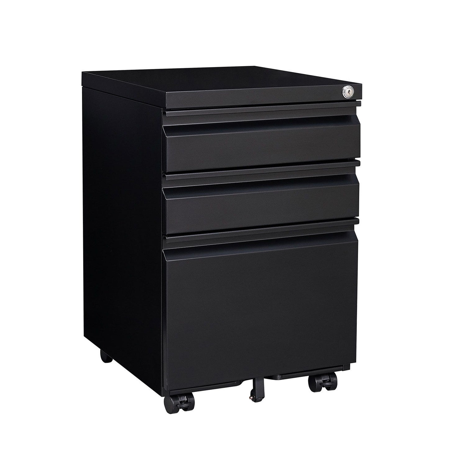 Contemporary 3 Drawer Mobile Filing Cabinet With Lock, Metal Office Storage For Legal / Letter Size