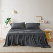 Cotton Blend Jersey Knit - Twin Long All Season Sheet Set - Dark Gray