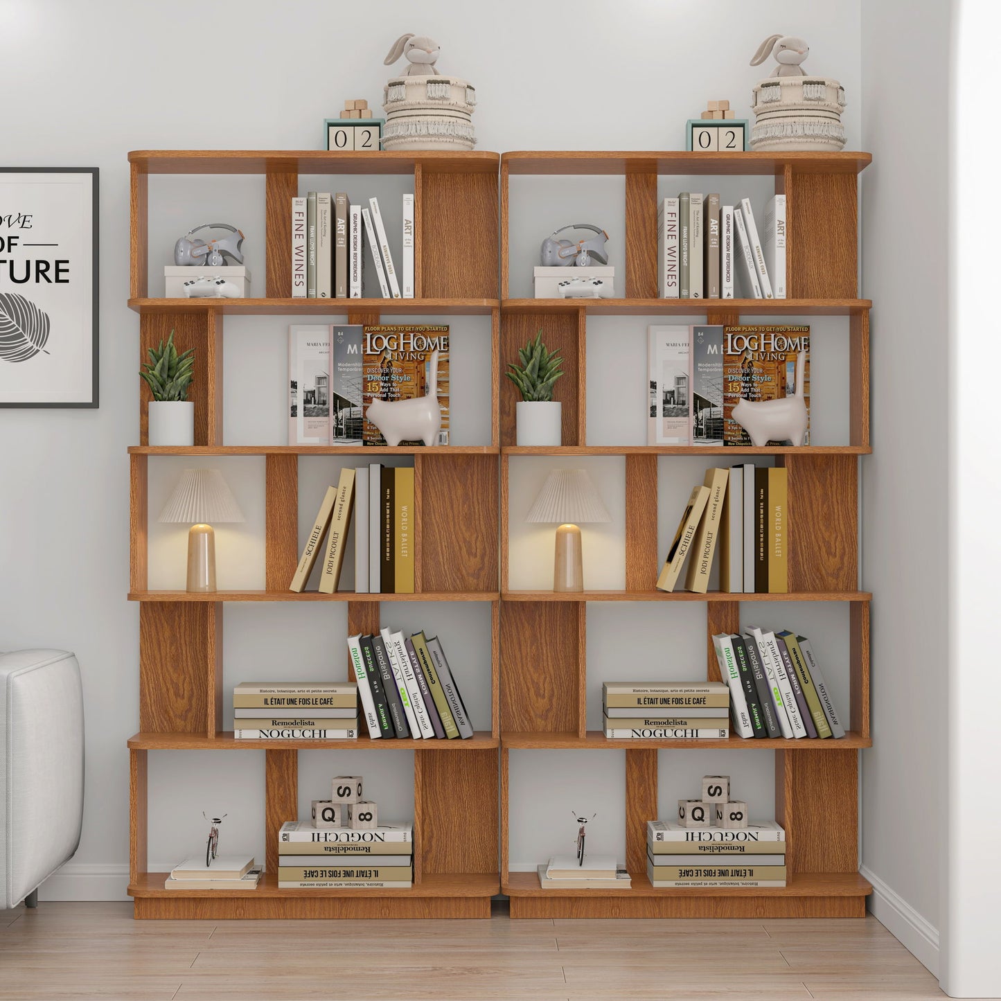 Modern 5 Tier Open Storage Bookcase