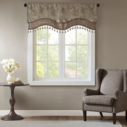 Aubrey - Window Rod Pocket Valance With Beads - Blue / Brown