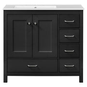 Bathroom Vanity With Sink Combo, 2 Soft Close Doors And 5 Drawers