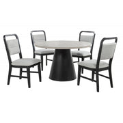 Dining Set With Round Table And 4 Upholstered Chairs - Black / Gray