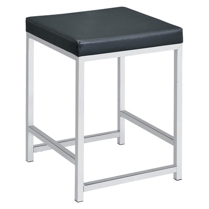 Upholstered Square Vanity Stool With Base - Dark Gray