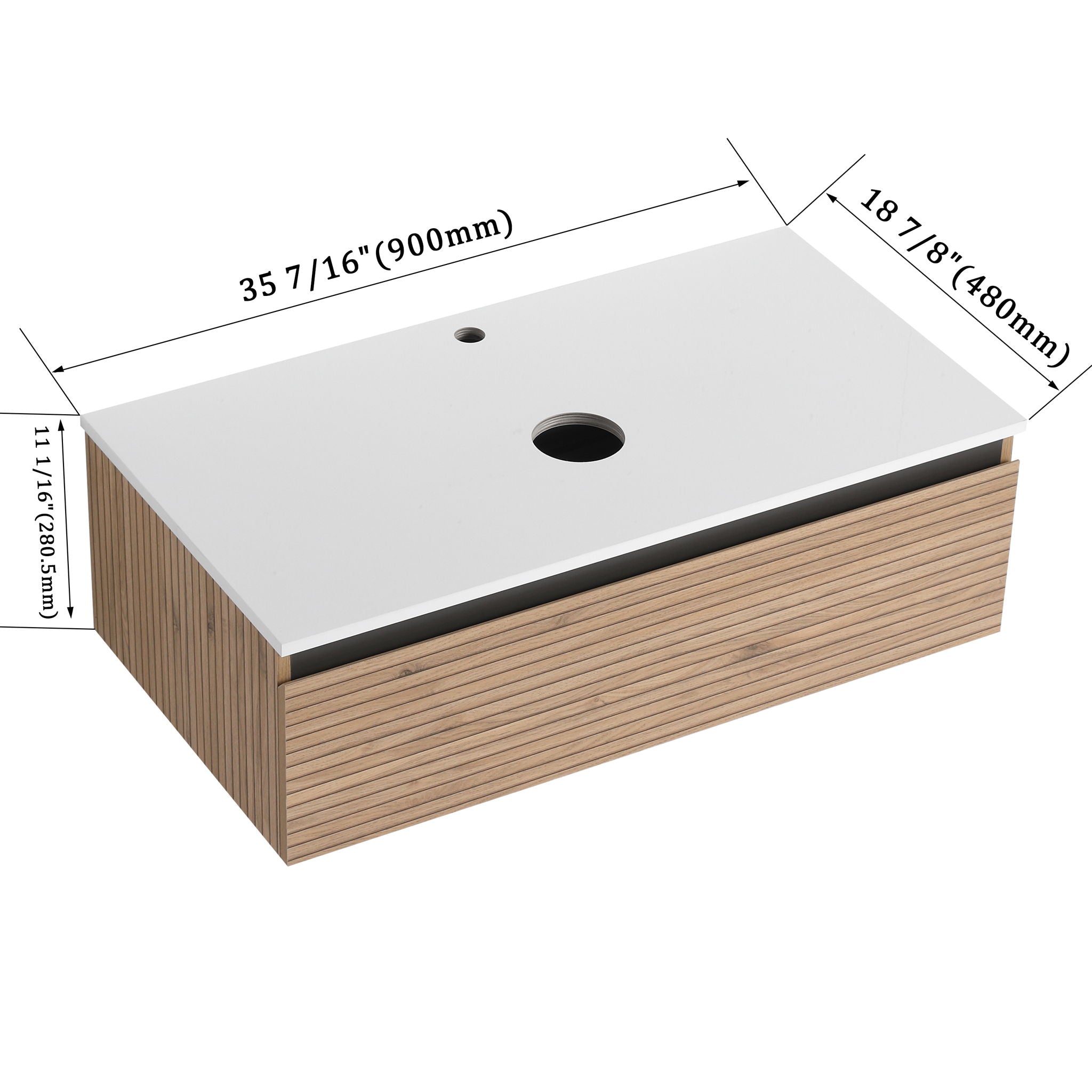 Wall Mounted Bathroom Vanity & 1 Soft Close Drawer (Excluding Sink)