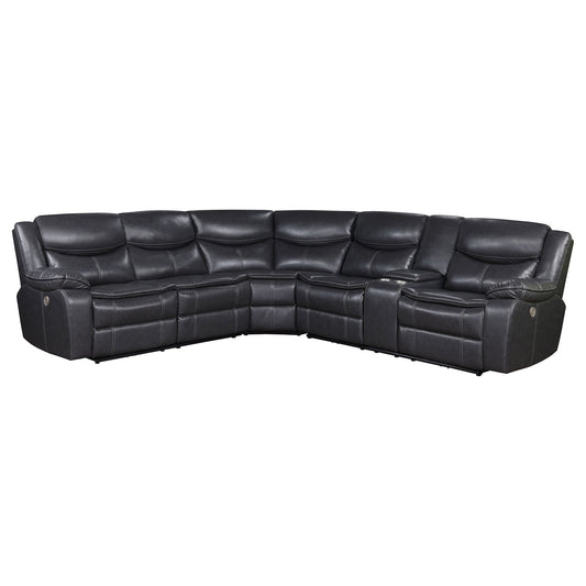 Salerno - Upholstered Power Reclining Sectional Sofa - Dark Gray