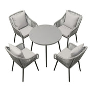 5 Piece Twisted Rattan Patio Dining Set With Table