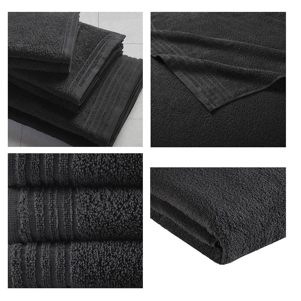 Big Bundle Quick Dry 12 Piece Bath Towel Set - Black