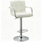 Adjustable Swivel Arm Bar Stool With Cushion - White