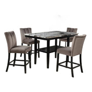 5 Piece Counter Dining Set With Table, Chairs - Black / Brown