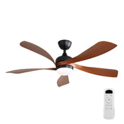 52" Ceiling Fan With 3 Color Dimmable LED Light, 5 Blades, Remote Control, Reversible DC Motor