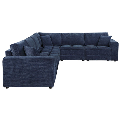 Azure - 5 Piece Upholstered Modular Sectional Sofa - Blue