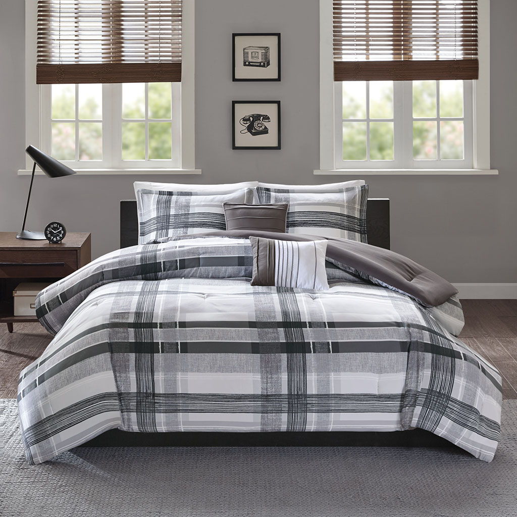 Rudy - Plaid Comforter Set - Black