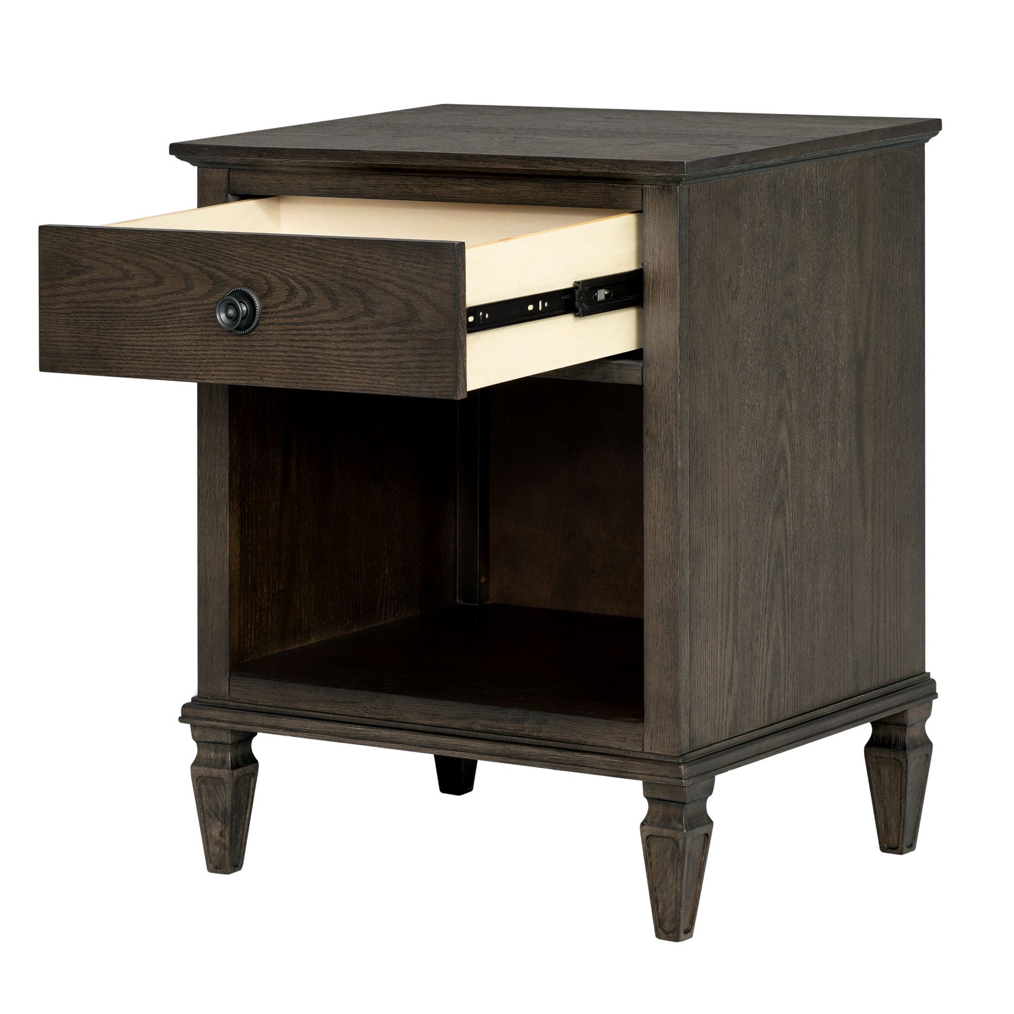 Victoria - One-Drawer Nightstand With Shelf - Antique Brown