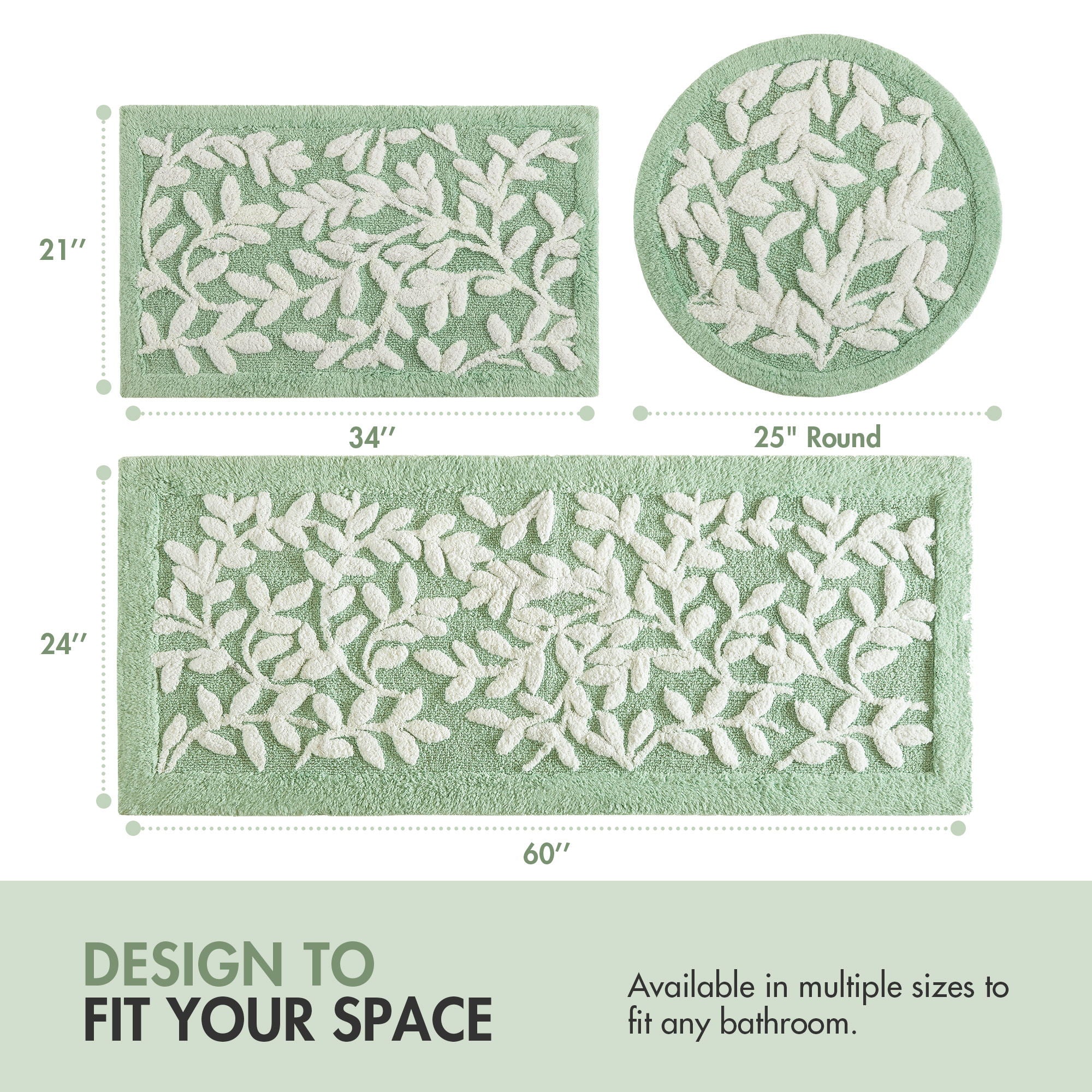 Serene - 60" x 24" Cotton Tufted Bath Rug - Sage Green