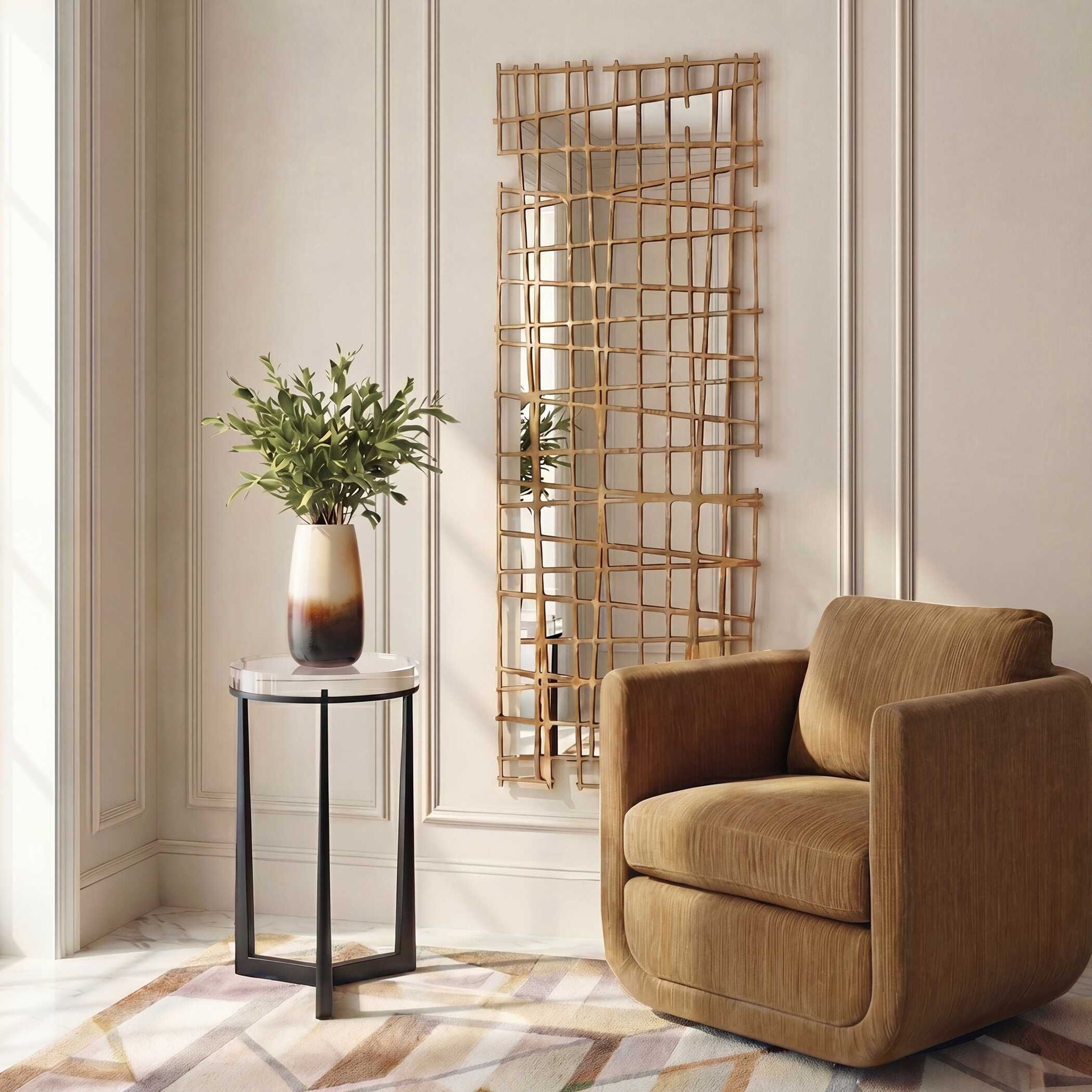 Golden Intersection - Mirrored Wall Decor - Brass