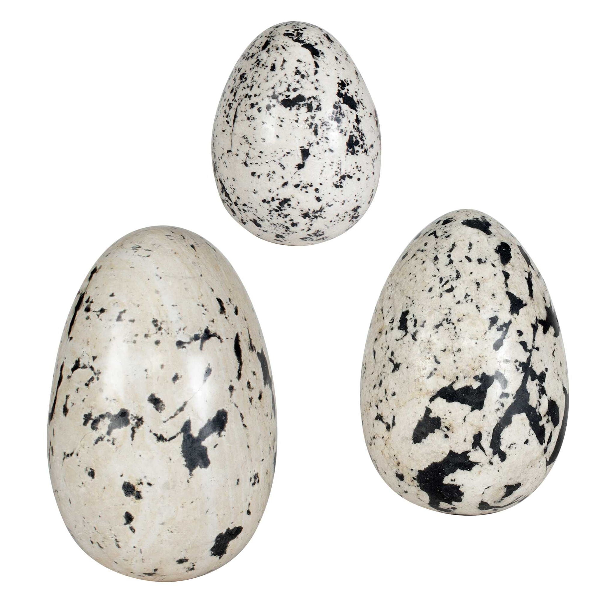 Nest Trio - Indoor-Outdoor Stone Eggs (Set of 3) - Black / White