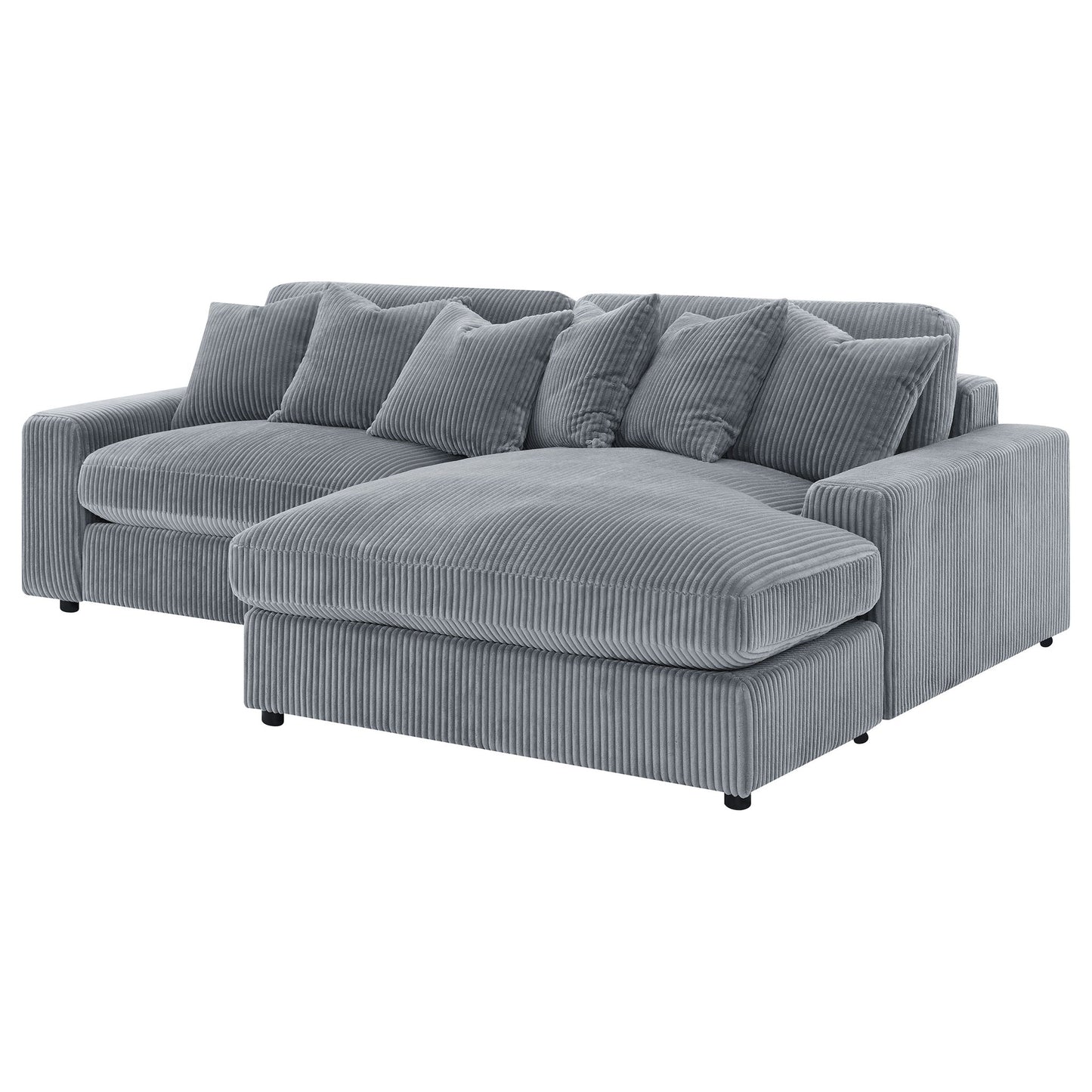 Marcus - Fog Track Arms Reversible Sectional With Pillows - Fog