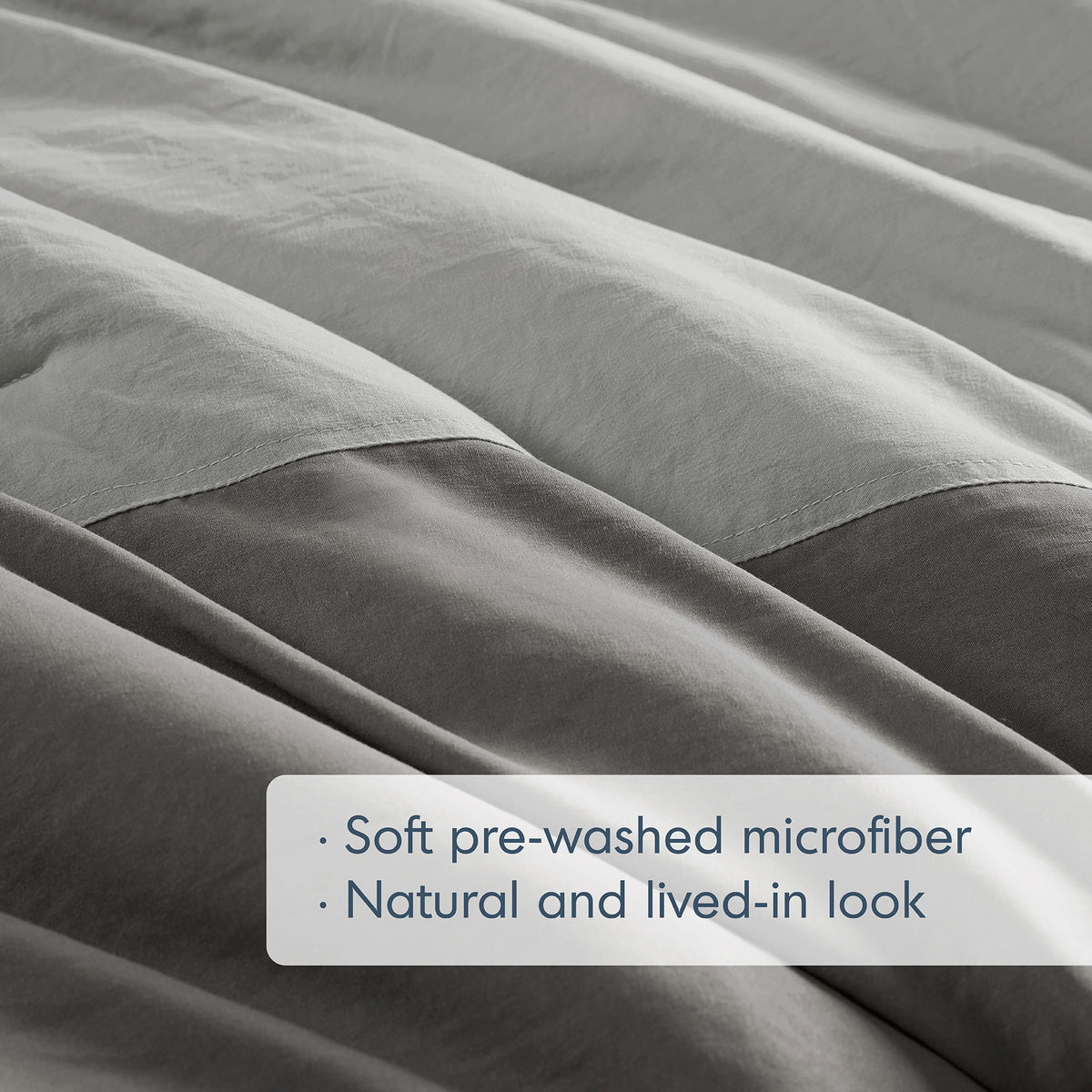Miro - King/California King Soft Washed Block Comforter Set - Gray