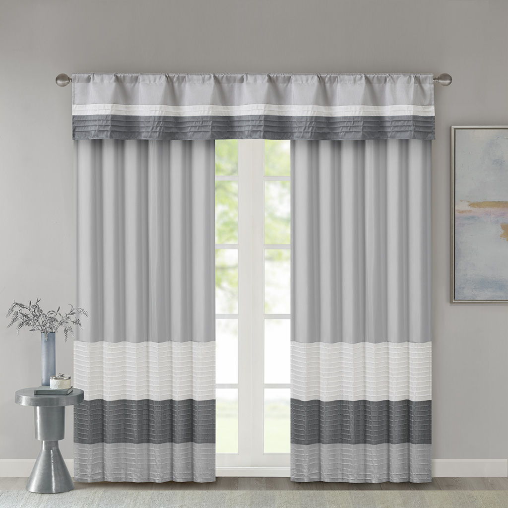Amherst - Polyoni Pintuck Valance - Gray