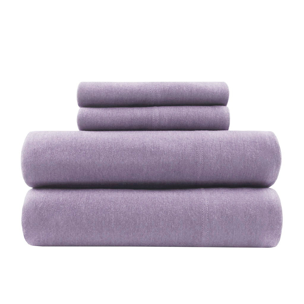 Cotton Blend Jersey Knit - Twin All Season Sheet Set - Purple