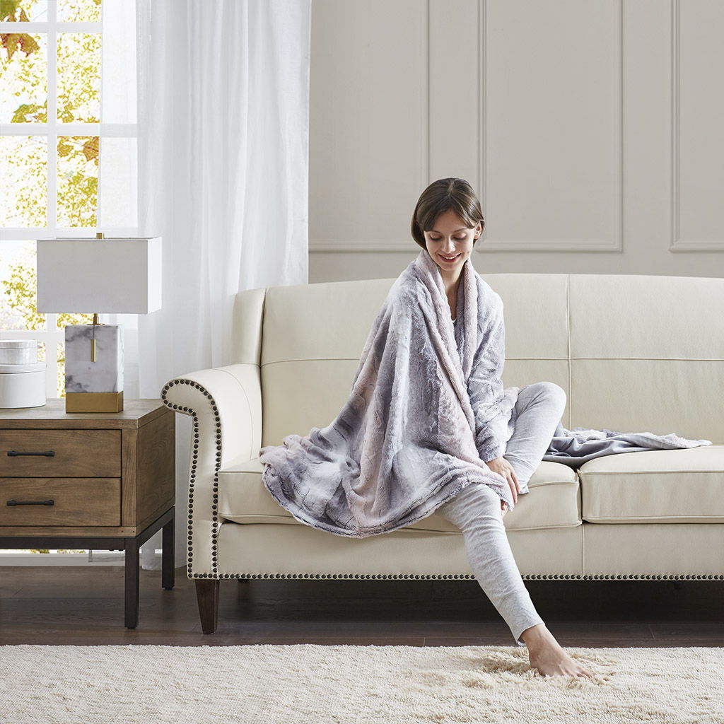 Zuri - Oversized Throw - Blush / Gray