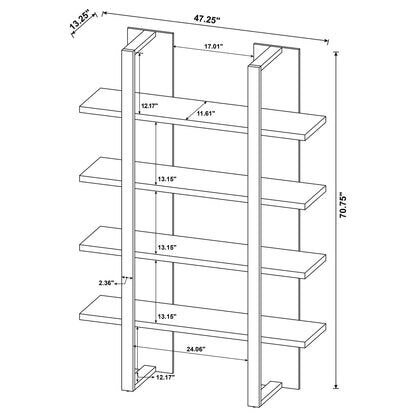 Mystrene - 4 Shelf Bookcase With Open Shelving Design - Black