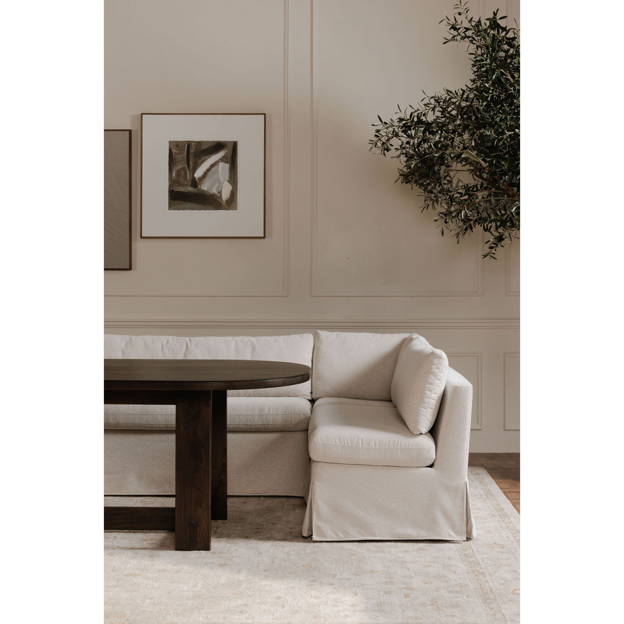 Fable - 6 Piece Slipcover Dining Banquette U-Shape - Beige
