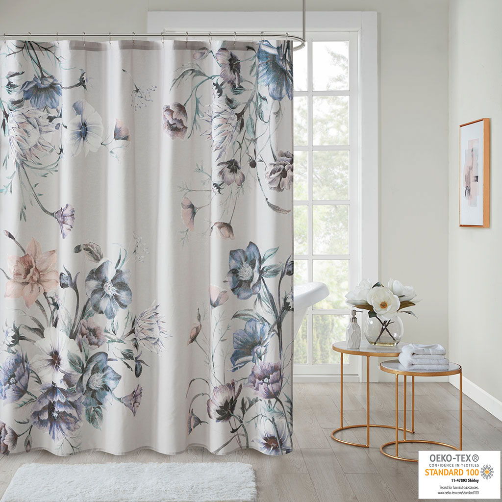 Cassandra - Printed Shower Curtain - Blue