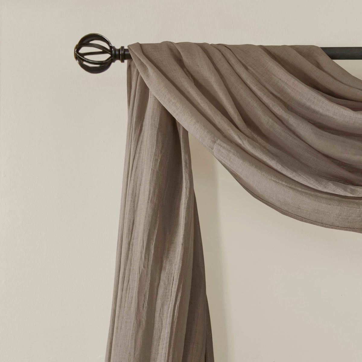 Harper - 144" Solid Crushed Scarf Sheer - Taupe