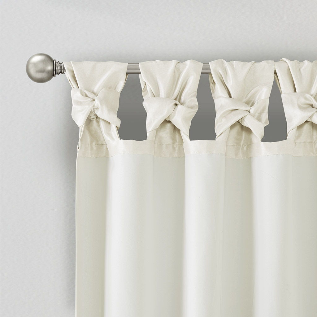 Emilia - Twist Tab Lined Window Curtain Panel Pair - White