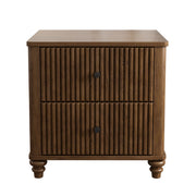 Fluted Nightstand With 3 Drawers